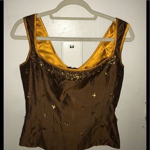 Seemed Bustier with beading and sequins.